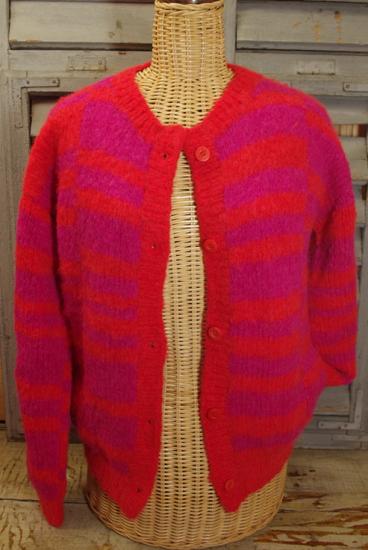 Preview: Cardigan, Strickjacke Marlen von INTI Knitwear, Alpakawolle, Orange-Magenta